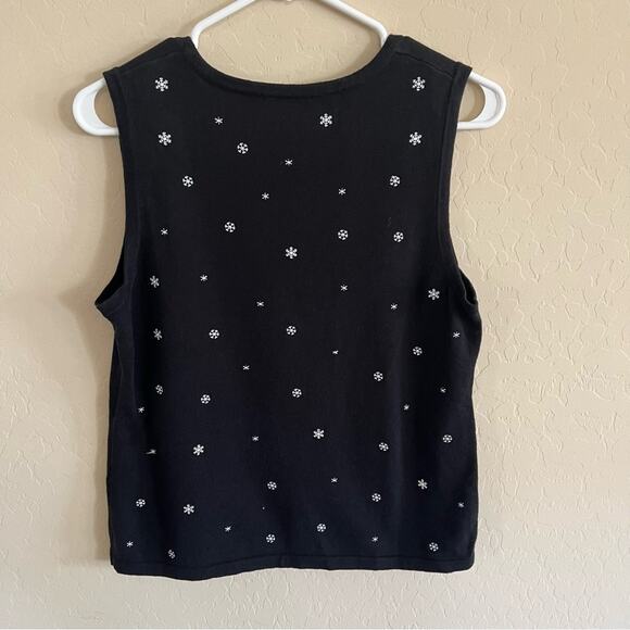 SET of black knit snowflake cardigan sweater and tank top from Christopher&Banks - Picture 7 of 8